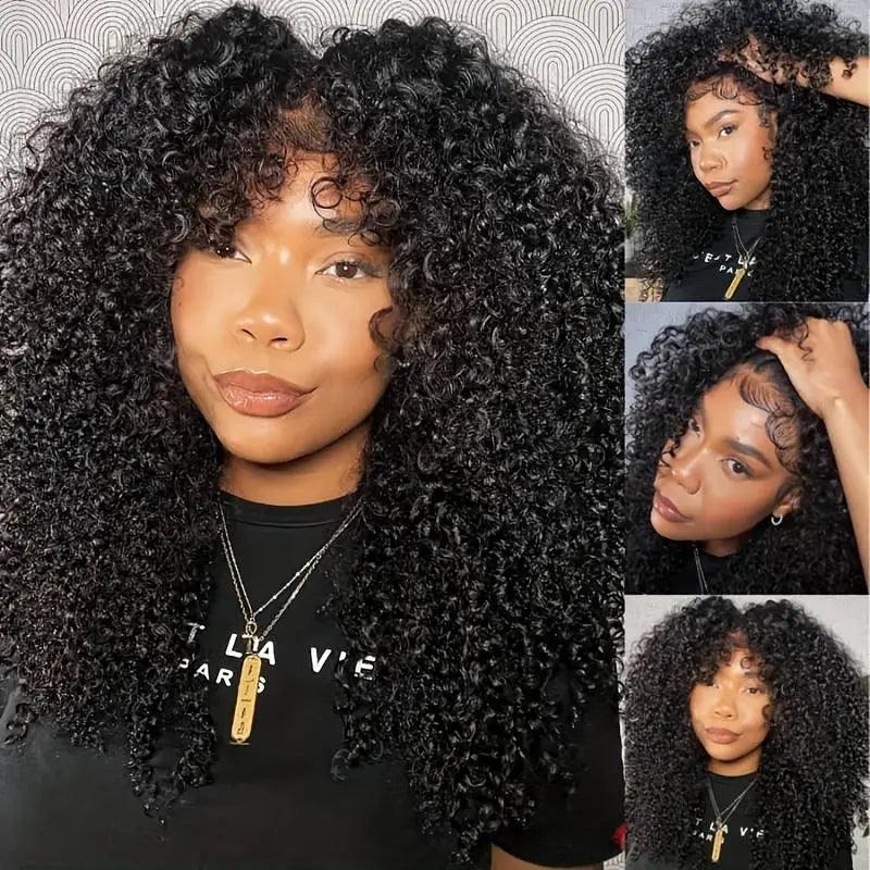 Black | Curly | HD Lace Front Wig | Human Hair | Lace Area: 13X4 | Density: 150% - Womenesyé